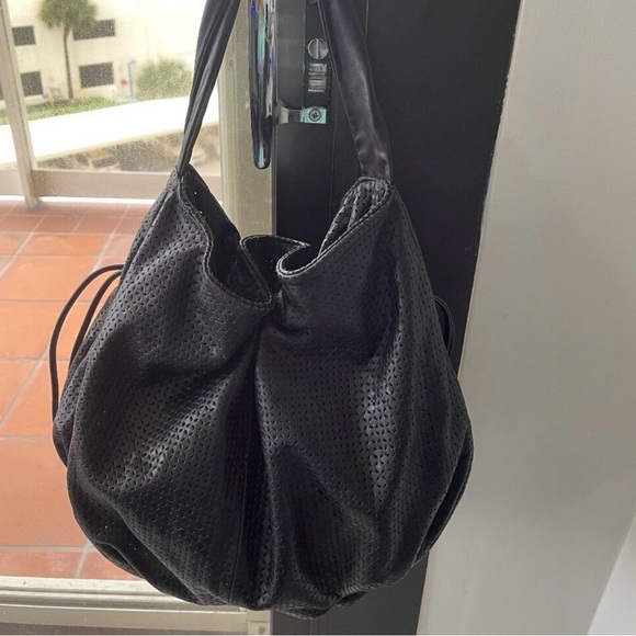 Furla Black Perforated Leather Hobo Bag - Women's Shoulder Tote - Picture 4 of 9